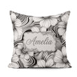 Custom Name Black White Floral Swirl Line Art Seamless Name Cute Square Filled Cushion Throw Pillow Sofa Bed Home Decor Zip Washable UK Made