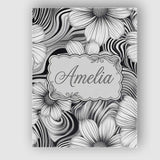 Personalised Name Black White Floral Swirl Custom  Unique Gift Idea Elegant Feature Canvas Wall Art Print Decor Picture Ready to Hang