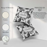 Custom Name Black White Floral Swirl Line Art Seamless Name Cute Square Filled Cushion Throw Pillow Sofa Bed Home Decor Zip Washable UK Made