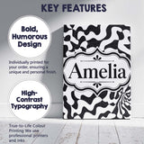 Personalised Name Black White Geometric Custom  Modern Room Accent Elegant Feature Canvas Wall Art Print Decor Picture Ready to Hang