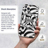 Black White Abstract Flowing Decorative Design Custom Name Protective Phone Case Mobile Cover Durable Everyday Smartphone Shock Resistant