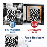 Personalized Custom Name Black White Zebra Wave Optical Abstract Seamless Pattern Name Cute 11oz Ceramic Coffee Tea Mug White Large Handle