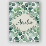 Personalised Name Green Eucalyptus Branches Custom  Bespoke Interior Contemporary Canvas Wall Art Print Decor Picture Ready to Hang
