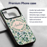 Light Green Eucalyptus Foliage Soft Botanical Custom Name Protective Phone Case Mobile Cover Durable Everyday Smartphone Shock Resistant