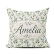 Custom Name Soft Eucalyptus Leaves Watercolor Botanical Seamless Square Filled Cushion Throw Pillow Sofa Bed Home Decor Zip Washable UK Made