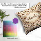 Custom Name Hand Drawn Beans and Leaves Seamless Pattern Cute Square Filled Cushion Throw Pillow Sofa Bed Home Decor Zip Washable UK Made