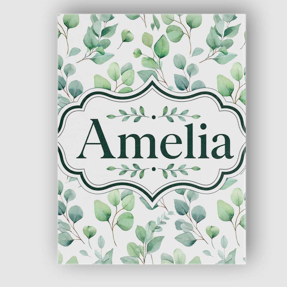 Personalised Name Light Sage Green Eucalyptus Custom Unique Gift Idea Modern Room Accent Canvas Wall Art Print Decor Picture Ready to Hang