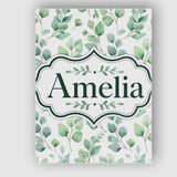 Personalised Name Light Sage Green Eucalyptus Custom Unique Gift Idea Modern Room Accent Canvas Wall Art Print Decor Picture Ready to Hang