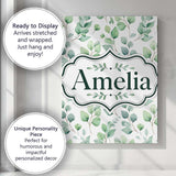 Personalised Name Light Sage Green Eucalyptus Custom Unique Gift Idea Modern Room Accent Canvas Wall Art Print Decor Picture Ready to Hang