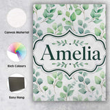 Personalised Name Light Sage Green Eucalyptus Custom Unique Gift Idea Modern Room Accent Canvas Wall Art Print Decor Picture Ready to Hang
