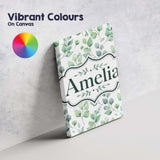Personalised Name Light Sage Green Eucalyptus Custom Unique Gift Idea Modern Room Accent Canvas Wall Art Print Decor Picture Ready to Hang
