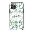 Muted Green Eucalyptus Branches Minimal Seamless Custom Name Protective Phone Case Mobile Cover Durable Everyday Smartphone Shock Resistant