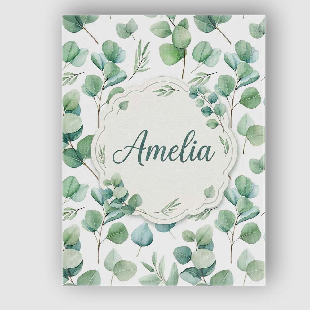 Personalised Name Soft Pastel Eucalyptus Custom  Unique Gift Idea Elegant Feature Canvas Wall Art Print Decor Picture Ready to Hang