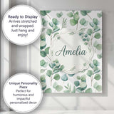 Personalised Name Soft Pastel Eucalyptus Custom  Unique Gift Idea Elegant Feature Canvas Wall Art Print Decor Picture Ready to Hang