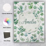 Personalised Name Soft Pastel Eucalyptus Custom  Unique Gift Idea Elegant Feature Canvas Wall Art Print Decor Picture Ready to Hang