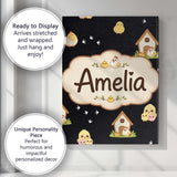 Personalised Name Cute Cartoon Chickens Custom  Modern Room Accent Elegant Feature Canvas Wall Art Print Decor Picture Ready to Hang