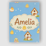 Personalised Name Cute Baby Chickens Blue Custom  Unique Gift Idea Elegant Feature Canvas Wall Art Print Decor Picture Ready to Hang