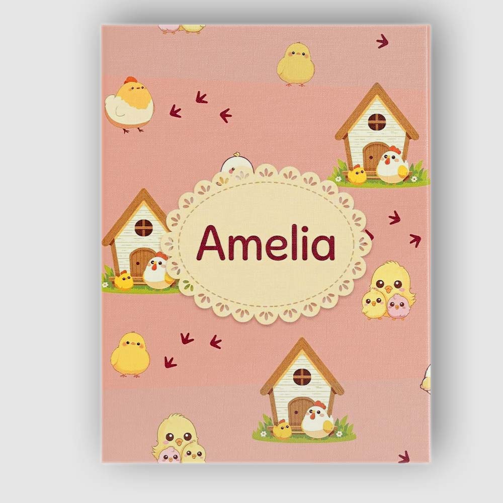 Personalised Name Cute Cartoon Chickens Custom  Modern Room Accent Elegant Feature Canvas Wall Art Print Decor Picture Ready to Hang