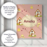 Personalised Name Cute Cartoon Chickens Custom  Modern Room Accent Elegant Feature Canvas Wall Art Print Decor Picture Ready to Hang