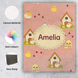 Personalised Name Cute Cartoon Chickens Custom  Modern Room Accent Elegant Feature Canvas Wall Art Print Decor Picture Ready to Hang