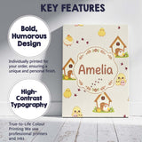 Personalised Name Cute Cartoon Chickens Custom  Modern Room Accent Elegant Feature Canvas Wall Art Print Decor Picture Ready to Hang
