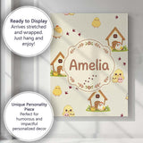 Personalised Name Cute Cartoon Chickens Custom  Modern Room Accent Elegant Feature Canvas Wall Art Print Decor Picture Ready to Hang