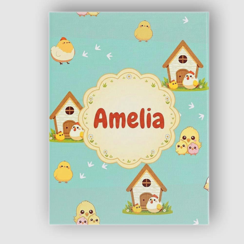 Personalised Name Cute Cartoon Chickens Custom  Modern Room Accent Elegant Feature Canvas Wall Art Print Decor Picture Ready to Hang