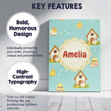 Personalised Name Cute Cartoon Chickens Custom  Modern Room Accent Elegant Feature Canvas Wall Art Print Decor Picture Ready to Hang