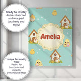 Personalised Name Cute Cartoon Chickens Custom  Modern Room Accent Elegant Feature Canvas Wall Art Print Decor Picture Ready to Hang