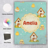 Personalised Name Cute Cartoon Chickens Custom  Modern Room Accent Elegant Feature Canvas Wall Art Print Decor Picture Ready to Hang