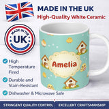 Personalized Custom Name Cute Cartoon Chickens Farmhouse Pattern Soft Mint Background 11oz Ceramic Coffee Tea Mug White Large Handle