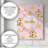 Personalised Name Cute Cartoon Chickens Custom  Modern Room Accent Elegant Feature Canvas Wall Art Print Decor Picture Ready to Hang