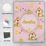 Personalised Name Cute Cartoon Chickens Custom  Modern Room Accent Elegant Feature Canvas Wall Art Print Decor Picture Ready to Hang