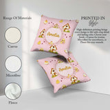 Custom Name Cute Cartoon Farmhouse Pattern Blush Pink Background Square Filled Cushion Throw Pillow Sofa Bed Home Decor Zip Washable UK Made