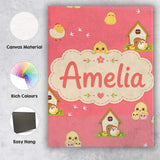 Personalised Name Cute Cartoon Chickens Custom  Modern Room Accent Elegant Feature Canvas Wall Art Print Decor Picture Ready to Hang