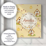 Personalised Name Cute Cartoon Chickens Custom  Modern Room Accent Elegant Feature Canvas Wall Art Print Decor Picture Ready to Hang