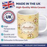 Personalized Custom Name Cute Cartoon Chickens Farmhouse Pattern Soft Yellow Background 11oz Ceramic Coffee Tea Mug White Large Handle