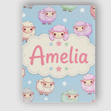 Personalised Name Cute Kawaii Sheep with Custom  Unique Gift Idea Elegant Feature Canvas Wall Art Print Decor Picture Ready to Hang