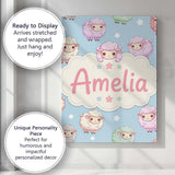 Personalised Name Cute Kawaii Sheep with Custom  Unique Gift Idea Elegant Feature Canvas Wall Art Print Decor Picture Ready to Hang
