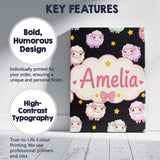 Personalised Name Cute Kawaii Sheep with Custom  Unique Gift Idea Elegant Feature Canvas Wall Art Print Decor Picture Ready to Hang