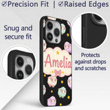 Cute Kawaii Sheep with Night Star Background Custom Name Protective Phone Case Mobile Cover Durable Everyday Smartphone Shock Resistant