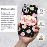 Cute Kawaii Sheep with Night Star Background Custom Name Protective Phone Case Mobile Cover Durable Everyday Smartphone Shock Resistant