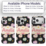 Cute Kawaii Sheep with Night Star Background Custom Name Protective Phone Case Mobile Cover Durable Everyday Smartphone Shock Resistant