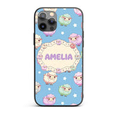 Cute Kawaii Sheep with Blue Sky Star Background Custom Name Protective Phone Case Mobile Cover Durable Everyday Smartphone Shock Resistant