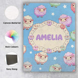 Personalised Name Cute Kawaii Sheep with Custom  Unique Gift Idea Elegant Feature Canvas Wall Art Print Decor Picture Ready to Hang