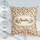 Custom Name Coffee Plant Beans and Green Leaves Seamless Pattern Square Filled Cushion Throw Pillow Sofa Bed Home Decor Zip Washable UK Made