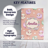 Personalised Name Cute Kawaii Sheep with Custom  Unique Gift Idea Elegant Feature Canvas Wall Art Print Decor Picture Ready to Hang