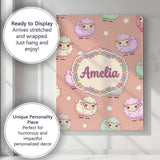 Personalised Name Cute Kawaii Sheep with Custom  Unique Gift Idea Elegant Feature Canvas Wall Art Print Decor Picture Ready to Hang