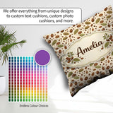 Custom Name Coffee Plant Beans and Green Leaves Seamless Pattern Square Filled Cushion Throw Pillow Sofa Bed Home Decor Zip Washable UK Made