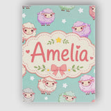 Personalised Name Cute Kawaii Sheep with Custom  Unique Gift Idea Elegant Feature Canvas Wall Art Print Decor Picture Ready to Hang